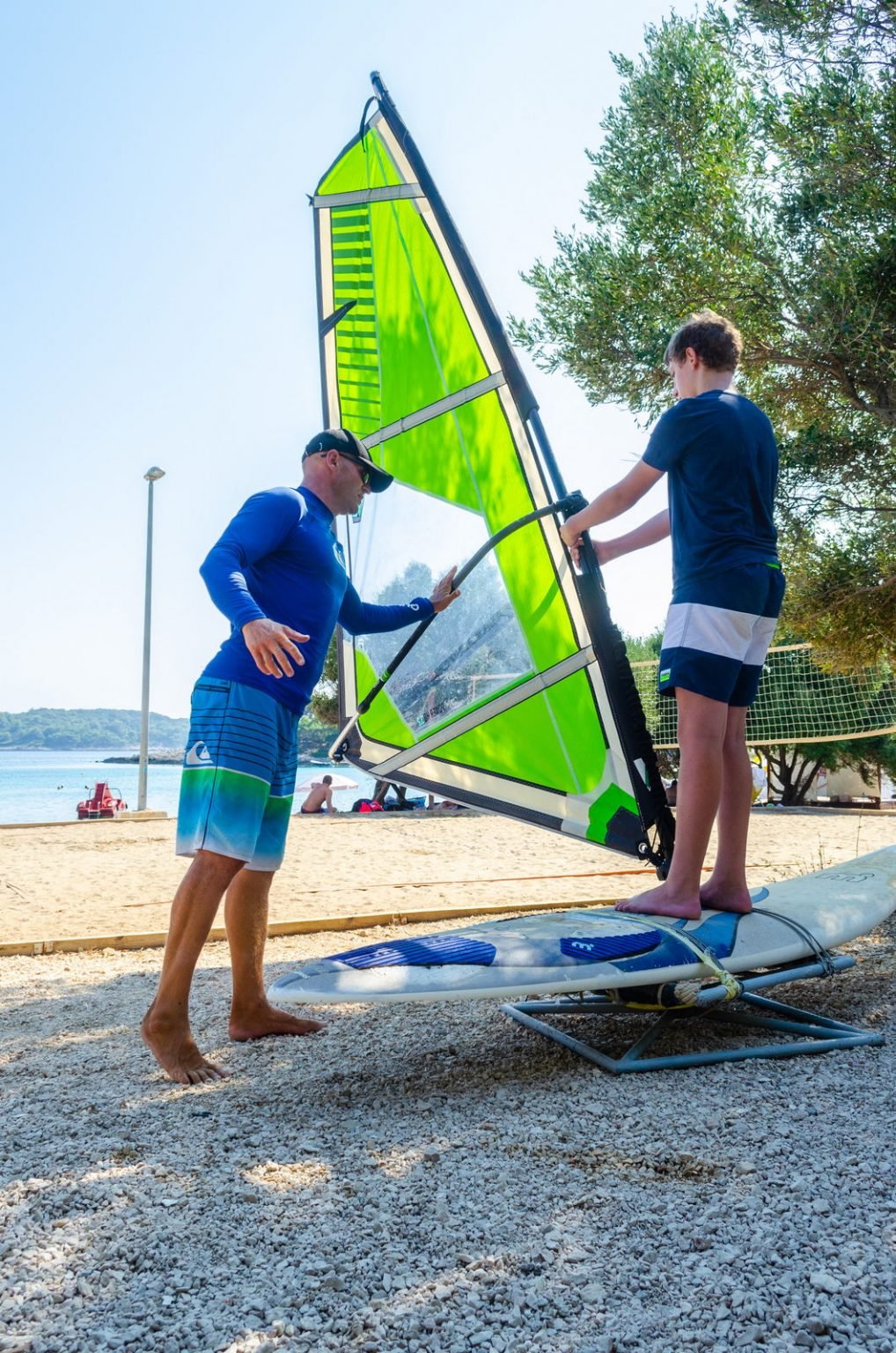 Windsurfing lesson with a certified instructor at 300 Adventures school on Korcula.