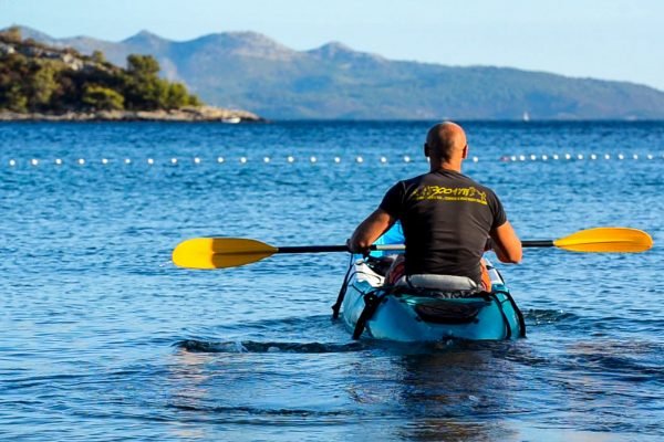 Kayaking along the Korcula coastline